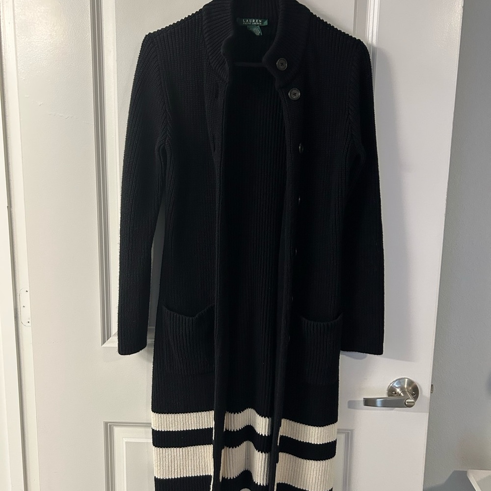 Lauren Ralph Lauren Navy Ribbed Cardigan